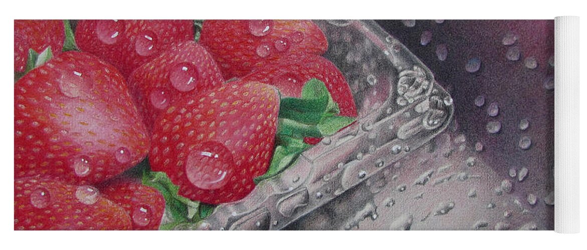 Strawberries Yoga Mat featuring the drawing Strawberry Splash by Pamela Clements