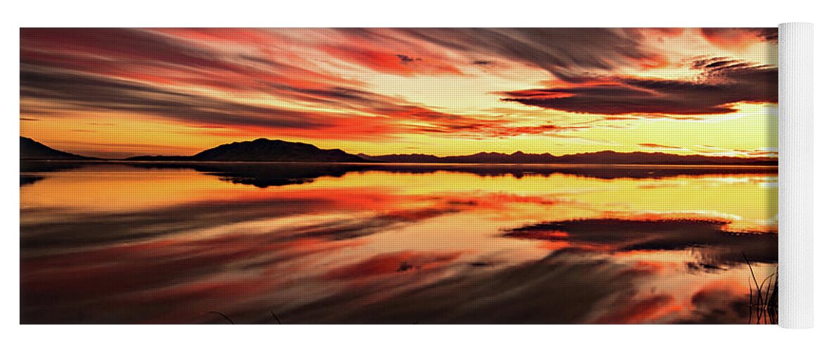 Utah Lake Yoga Mat featuring the photograph Streaks of Utah Lake by Wesley Aston