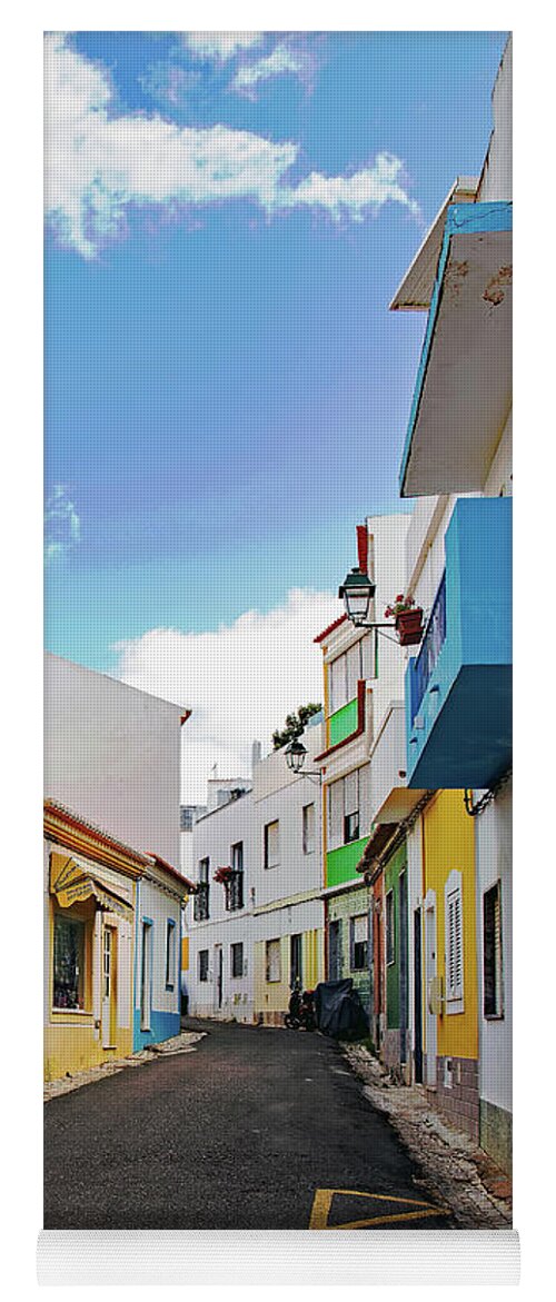 Street Yoga Mat featuring the photograph Street in Alvor by Jeff Townsend