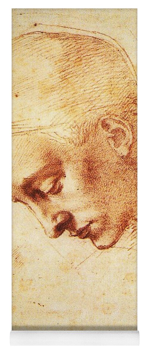 Michelangelo Yoga Mat featuring the painting Study For The Head Of Leda by Michelangelo