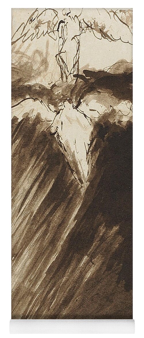 Angel Yoga Mat featuring the drawing Study of Jacob's Dream by John Constable