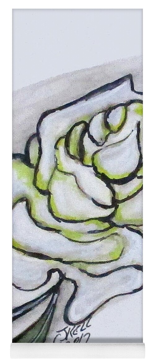 White Rose Yoga Mat featuring the painting Stunning White Rose by Clyde J Kell