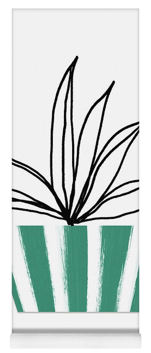 Plant Yoga Mat featuring the mixed media Succulent In Green Pot 3- Art by Linda Woods by Linda Woods
