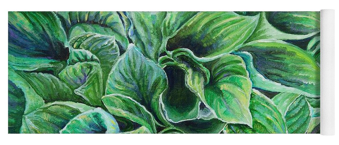 Sum And Substance Yoga Mat featuring the painting Sum and Substance Hosta by Linda Markwardt