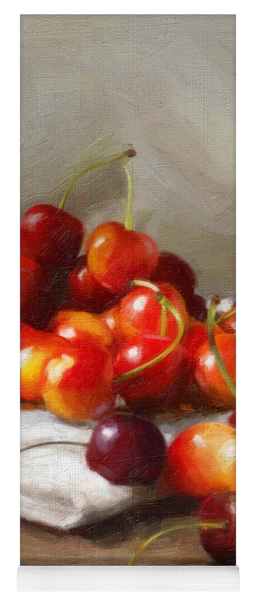 Cherries Yoga Mat featuring the painting Summer Cherries by Robert Papp