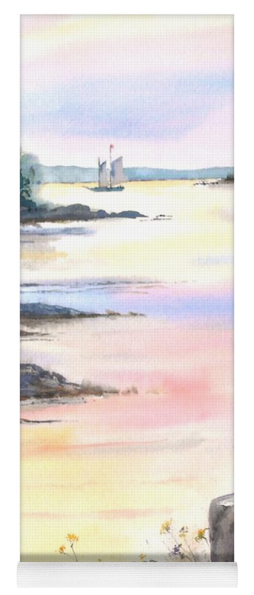 Maine Yoga Mat featuring the painting Summer evening by Diane Kirk