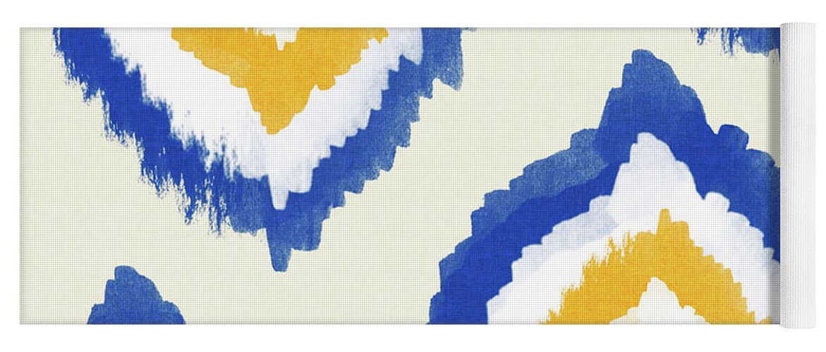 Blue Yoga Mat featuring the painting Summer Ikat- Art by Linda Woods by Linda Woods