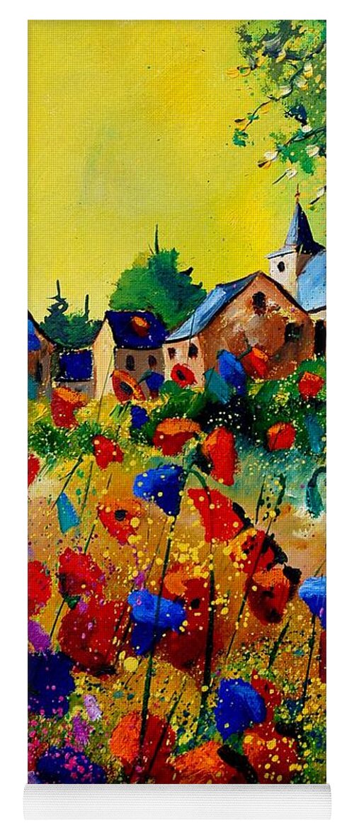 Poppy Yoga Mat featuring the painting Summer in Sosoye by Pol Ledent