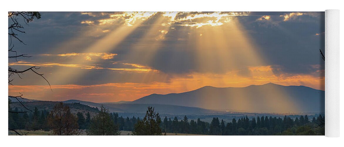 Landscape Yoga Mat featuring the photograph Sun Rays In the Valley by Randy Robbins