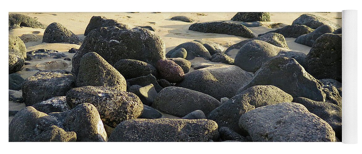Beach Yoga Mat featuring the photograph Sunbathing Stones by Kathy Corday
