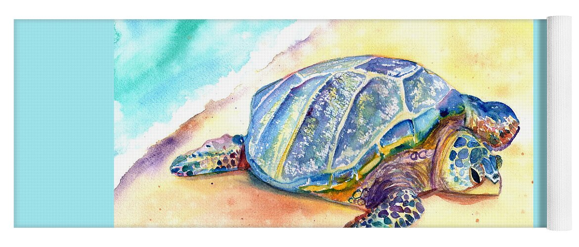 Turtle Painting Yoga Mat featuring the painting Sunbathing Turtle by Marionette Taboniar
