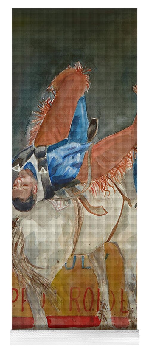 There The Cowboys Goes. Bronco Yoga Mat featuring the painting Sunfisher by Charme Curtin
