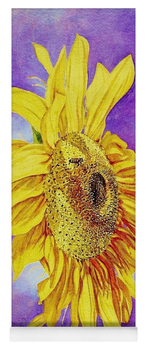 Cynthia Pride Watercolor Paintings Yoga Mat featuring the painting Sunflower Gold by Cynthia Pride