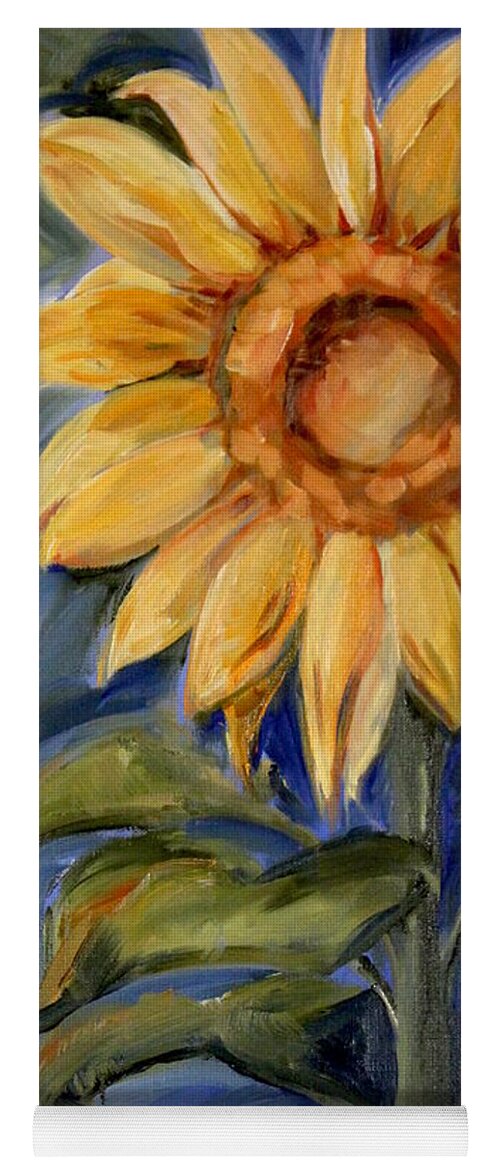 Sunflower Yoga Mat featuring the painting Sunflower Oil Painting by Maria Reichert