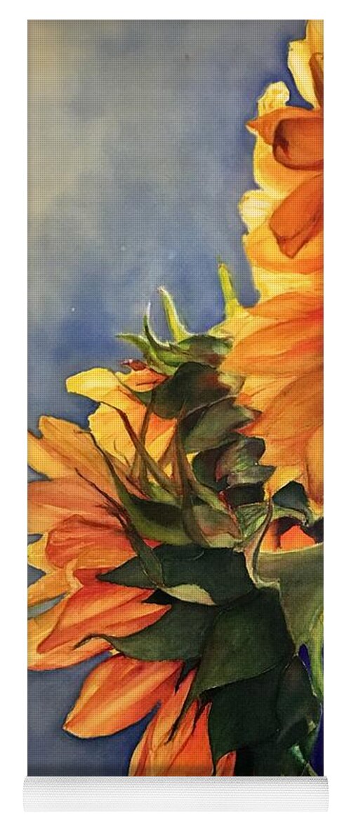 Floral Yoga Mat featuring the painting Sunflowers by Barbara Pease