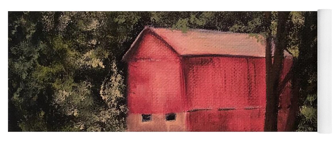 Barns Yoga Mat featuring the painting Sunlit Barn by Sharon Schultz