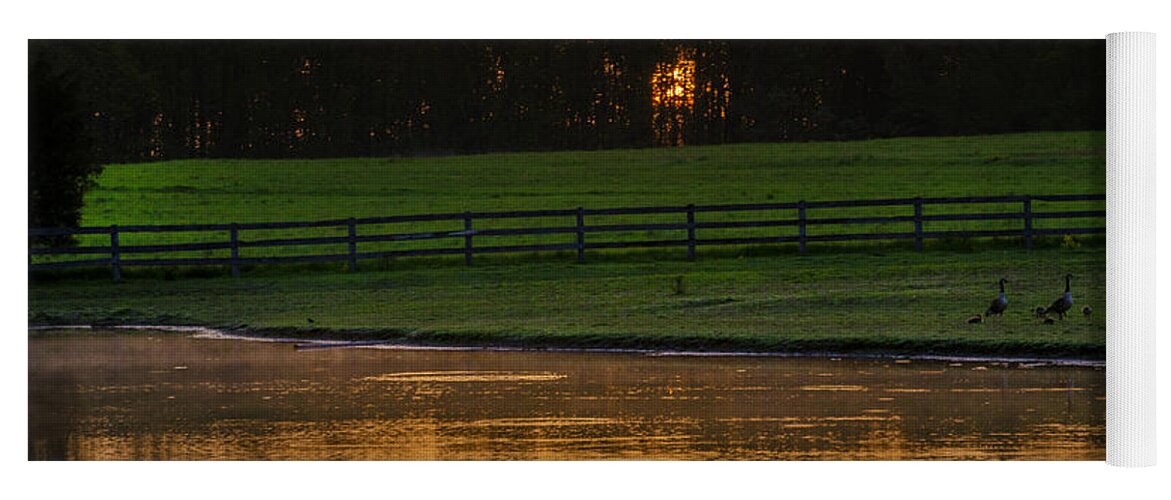 Sunrise Yoga Mat featuring the photograph Sunrise on a Gettysburg Duck Pond by Bill Cannon