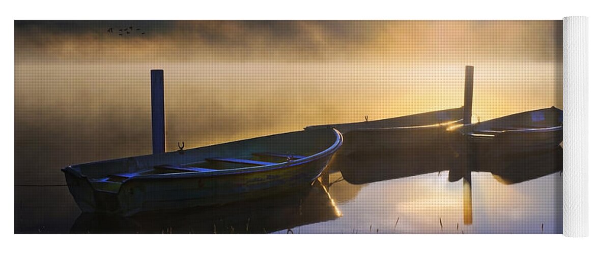 Sunrise Yoga Mat featuring the photograph Sunrise on Llyn Nantlle by Mal Bray