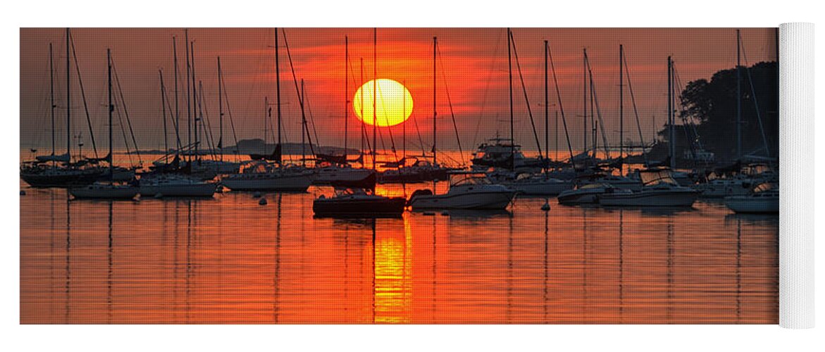 Salem Yoga Mat featuring the photograph Sunrise on Salem Harbor Salem MA by Toby McGuire