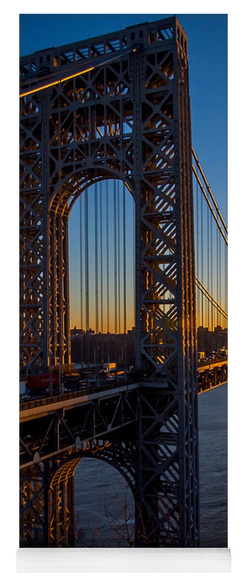 George Washington Bridge Yoga Mat featuring the photograph Sunrise on the GWB, NYC - Portrait by James Aiken