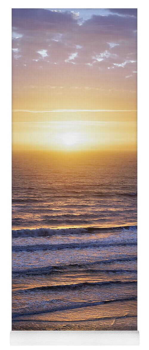 Ocean Yoga Mat featuring the photograph Sunrise over Atlantic waves by Elena Elisseeva