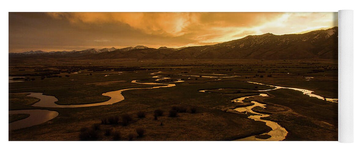 Wyoming Yoga Mat featuring the photograph Sunrise Over Winding Rivers by Wesley Aston