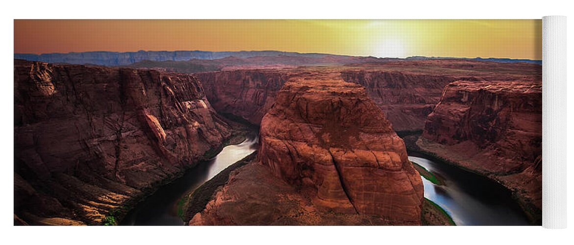 Canyon Yoga Mat featuring the photograph Sunset at Horseshoe Bend by Larry Marshall