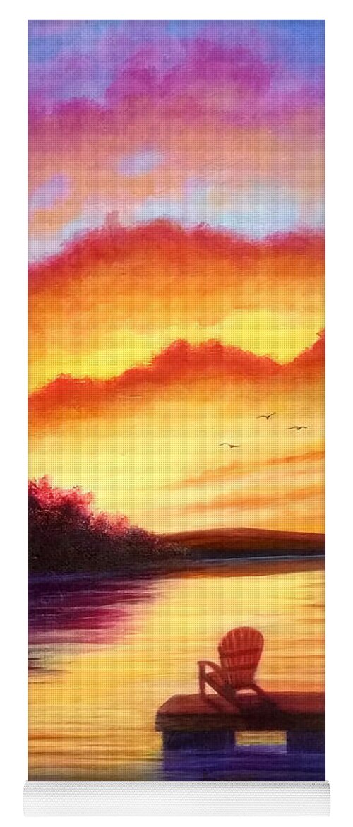 Sunset Yoga Mat featuring the painting Sunset at Killarney by Sarah Irland
