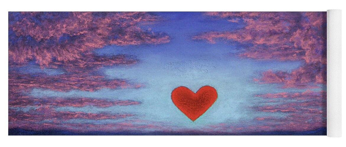 Holiday Yoga Mat featuring the pastel Sunset Heart 02 by Michael Heikkinen