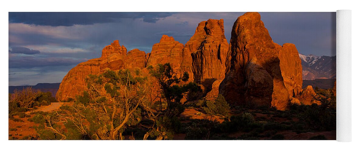 Arches Yoga Mat featuring the photograph Sunset in Arches National Park by Agnes Caruso