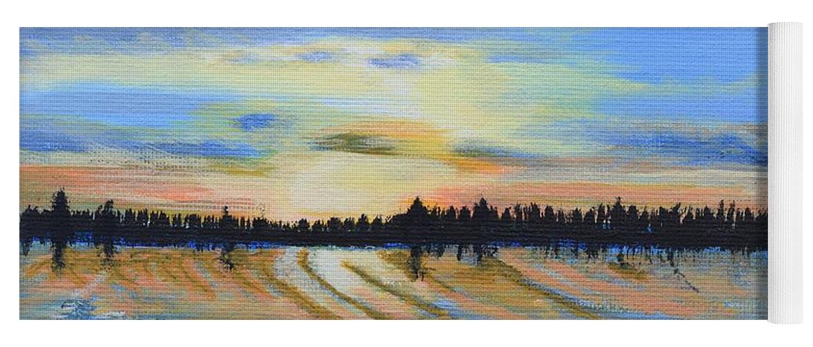Sunset Yoga Mat featuring the painting Sunset-Ivanhoe1 by Monika Shepherdson