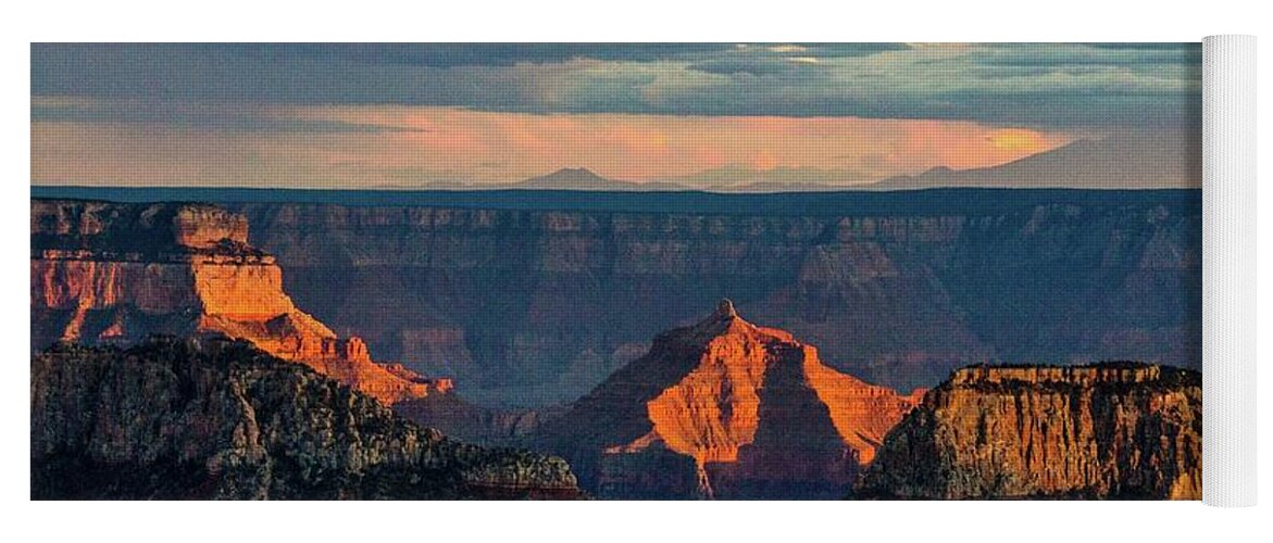 Grand Canyon Yoga Mat featuring the photograph Sunset lights Angels Gate by Gaelyn Olmsted