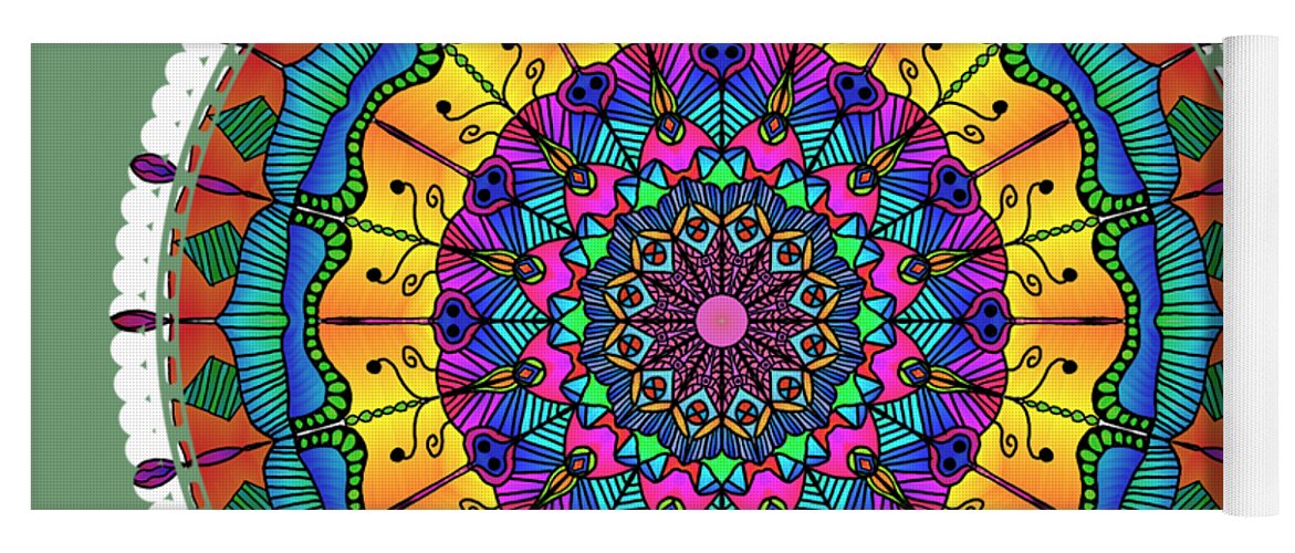 Mandala Yoga Mat featuring the digital art Sunset Mandala by Becky Herrera