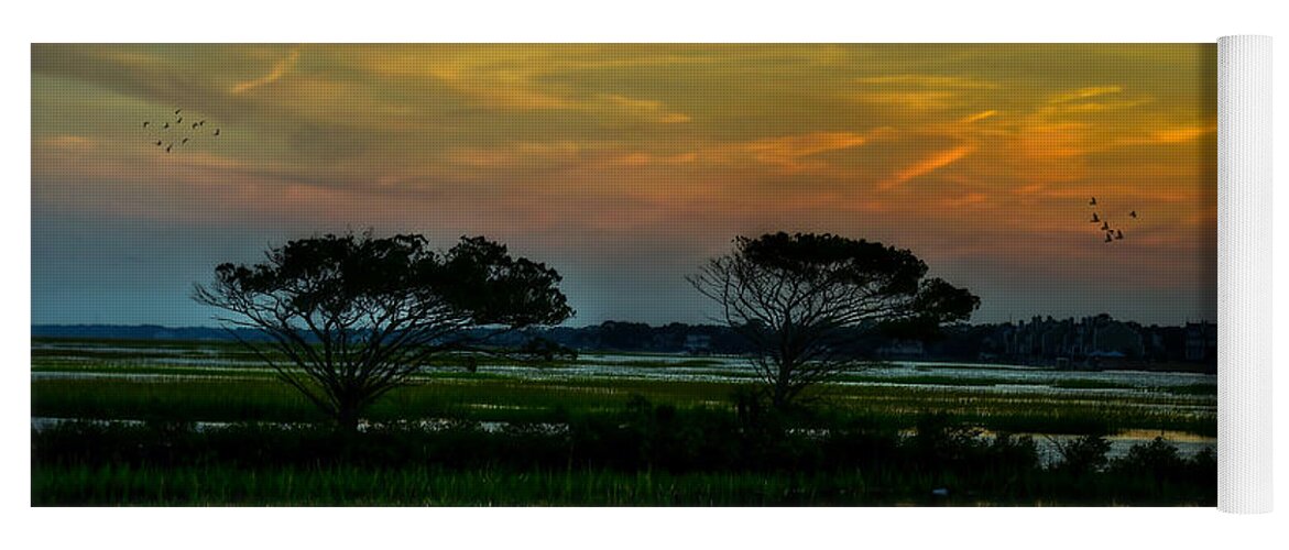 Sunset Yoga Mat featuring the photograph Sunset Marsh by Kathy Baccari