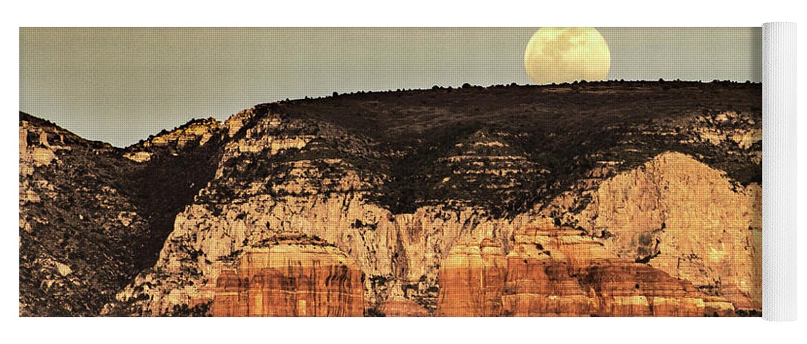 Sedona Yoga Mat featuring the photograph Sunset Moon by Adam Morsa