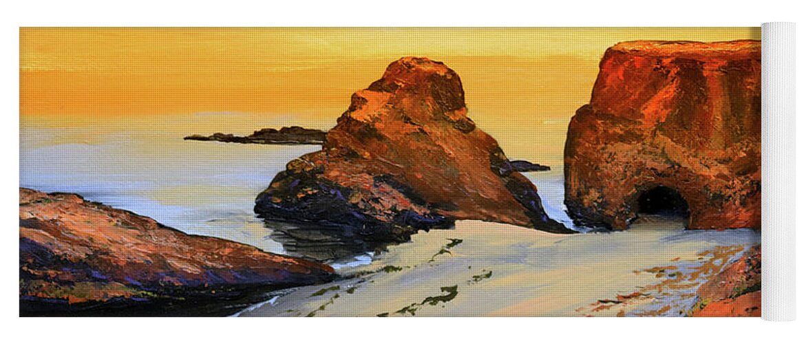 Sunset North Of Fort Bragg Ca Yoga Mat featuring the painting Sunset North Of Fort Bragg CA by Frank Wilson