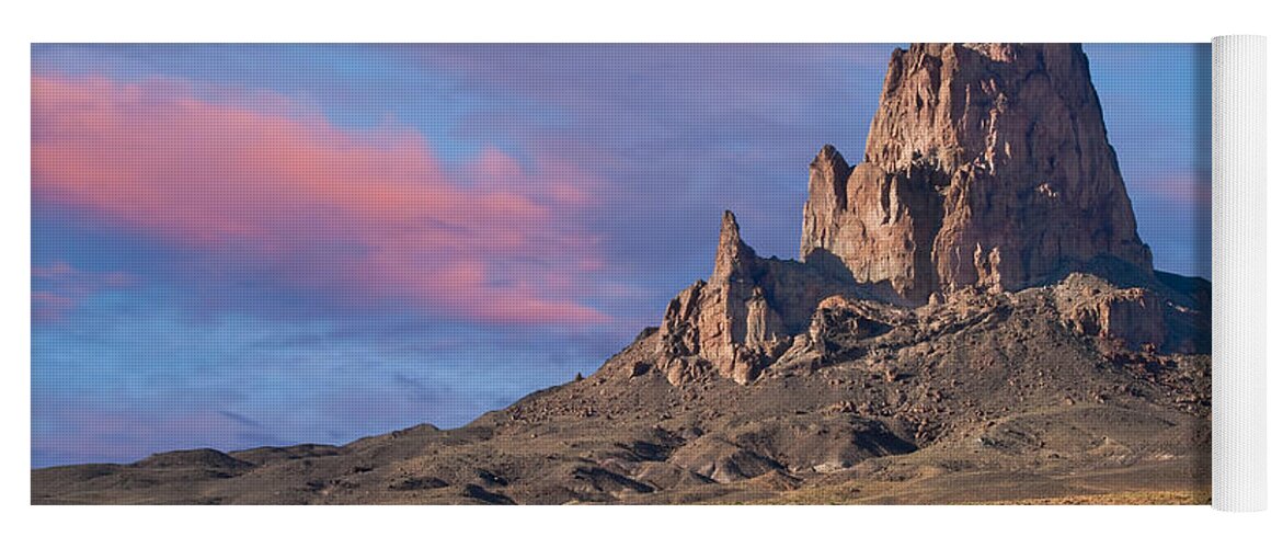 Arid Climate Yoga Mat featuring the photograph Sunset on Agathla Peak by Jeff Goulden