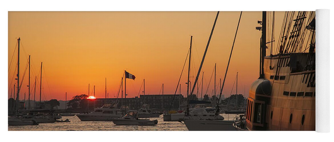 Newport Yoga Mat featuring the photograph Sunset on Newport Harbor by Mick Burkey