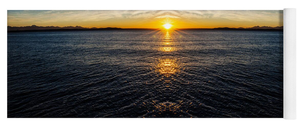 View Yoga Mat featuring the photograph Sunset on the Sound Reflection by Pelo Blanco Photo