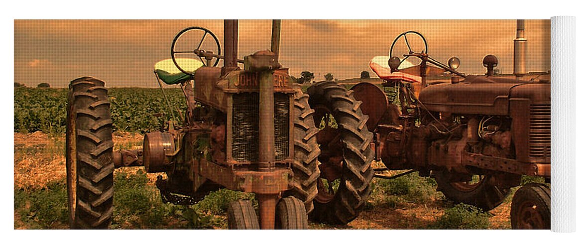 John Deere Yoga Mat featuring the photograph Sunset on the Tractors by Ken Smith