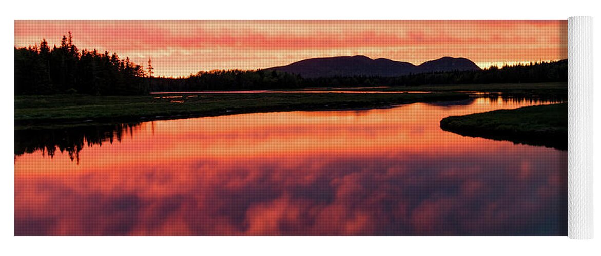 Sunset Yoga Mat featuring the photograph Sunset over Acadia National Park by Holly Ross