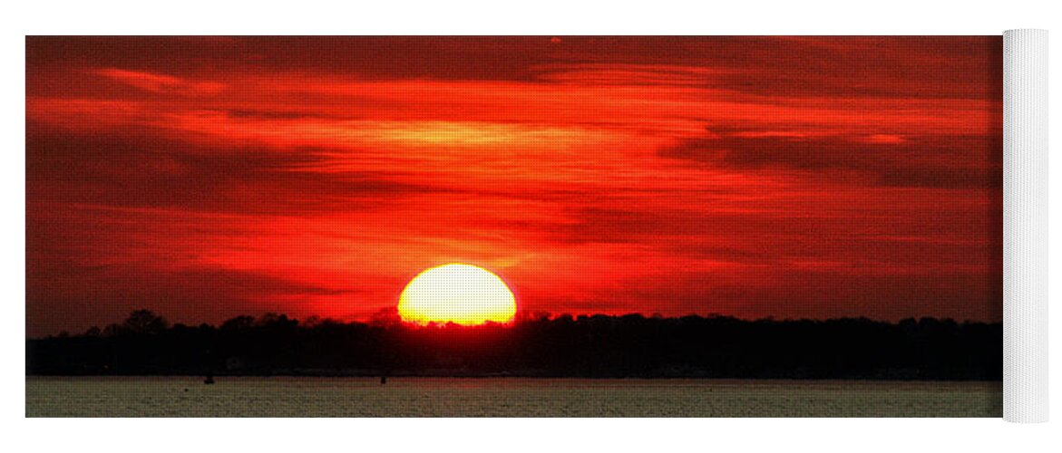 Sunset Yoga Mat featuring the photograph Sunset Over Long Island by William Selander