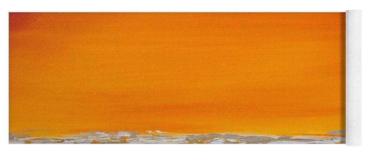 Yellow And Orange Yoga Mat featuring the painting Sunset shore 5 by Preethi Mathialagan
