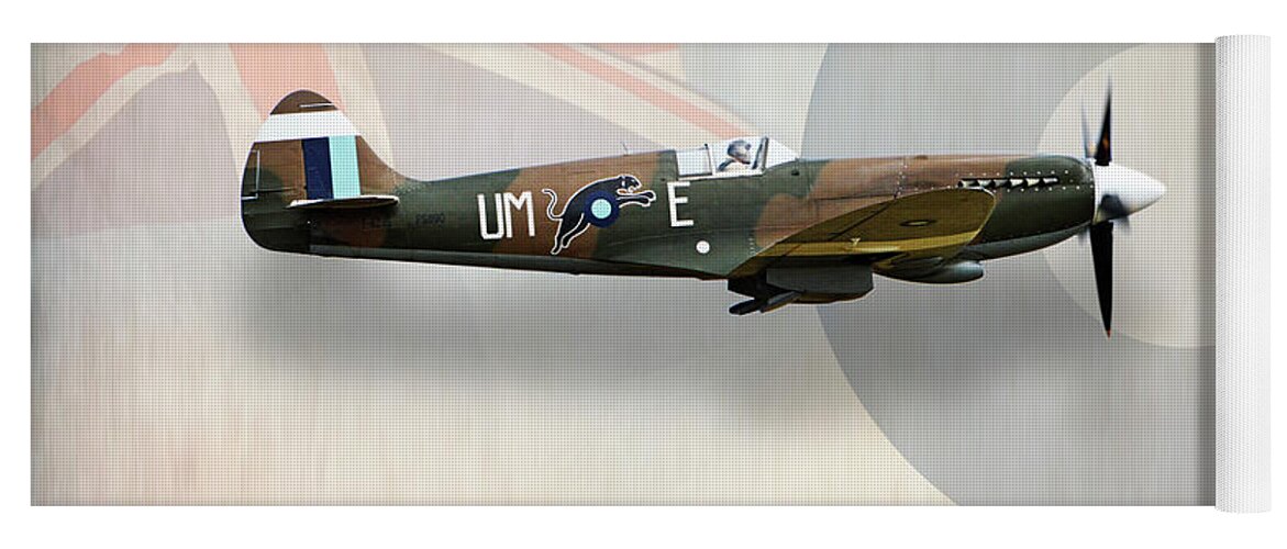 Spitfire Yoga Mat featuring the digital art Supermarine Spitfire Mk XIX PS890 by Airpower Art