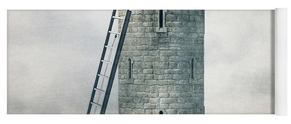 Castle Yoga Mat featuring the digital art Surreal Landscape - Castle Tower by Edward Fielding