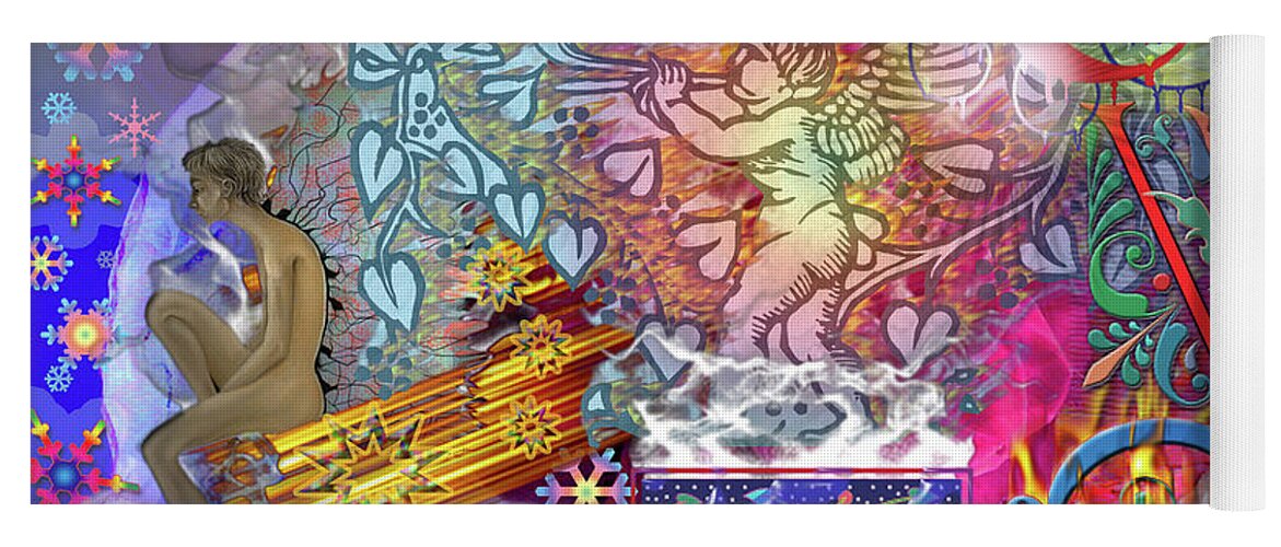 Surreal Love Yoga Mat featuring the digital art Surreal Love by Kathy Anselmo