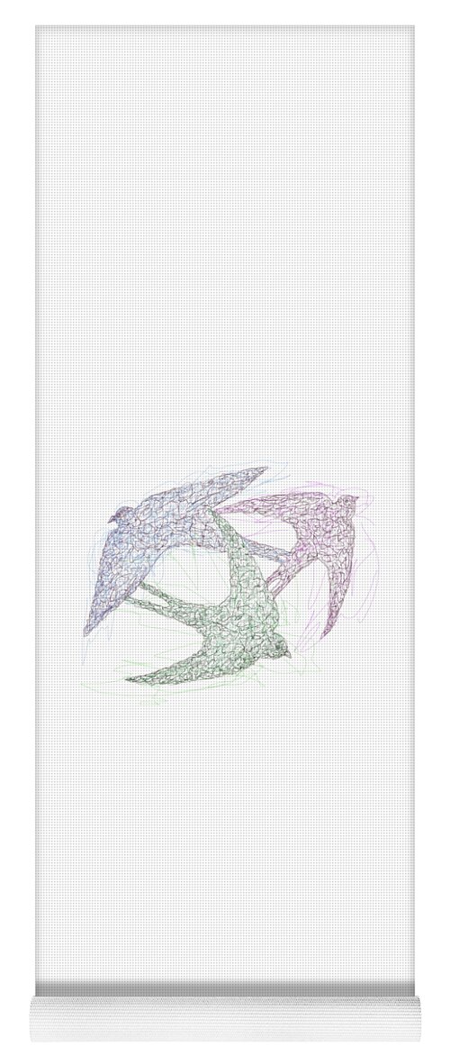 Olena Art Yoga Mat featuring the drawing Swallow Birds Motion Design by OLena Art by Lena Owens - Vibrant DESIGN