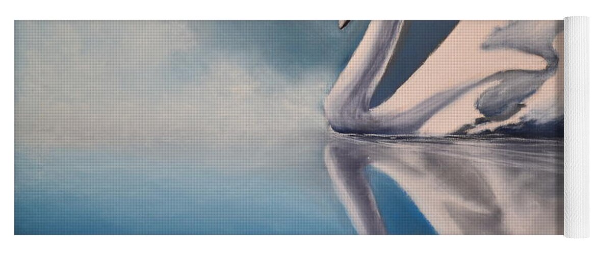Swan Yoga Mat featuring the pastel Swan Reflection by John Huntsman
