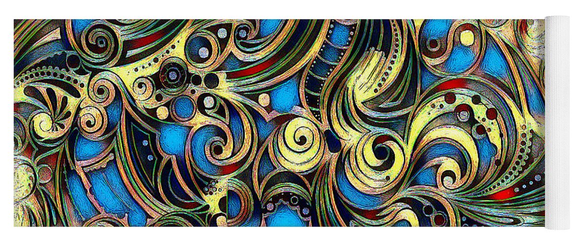 Abstract Yoga Mat featuring the digital art Swirls by Pennie McCracken
