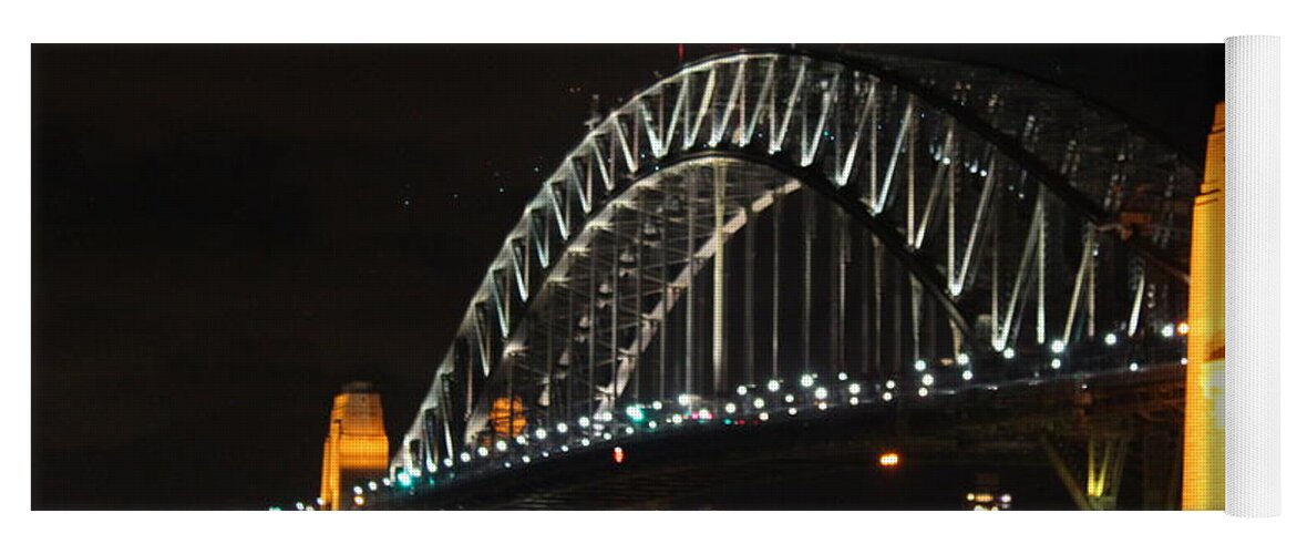 Sydney Harbor Bridge At Night Yoga Mat featuring the photograph Sydney Harbor Bridge at Night by Bev Conover